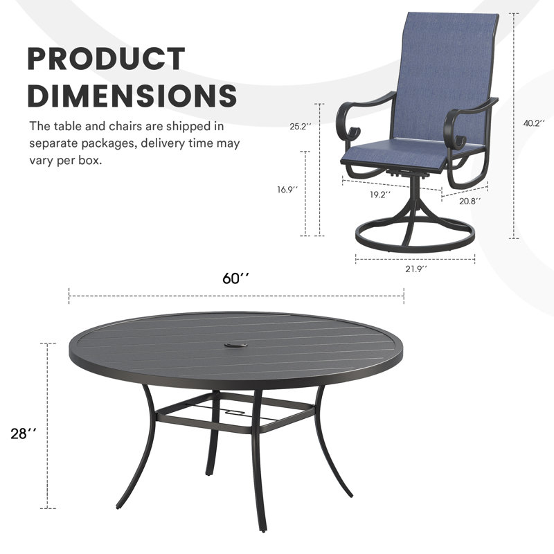 Patio Dining Set, Navy/Black