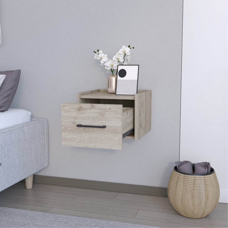 Floating Nightstand Calion, Bedroom, Light Gray, Light Gray