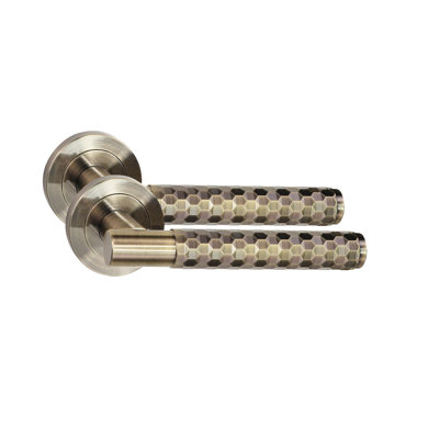 Golden Grace 5 Set Knurled Hex Cut T-Bar Door Handle Set with Ball Bearing Hinges and Latch
