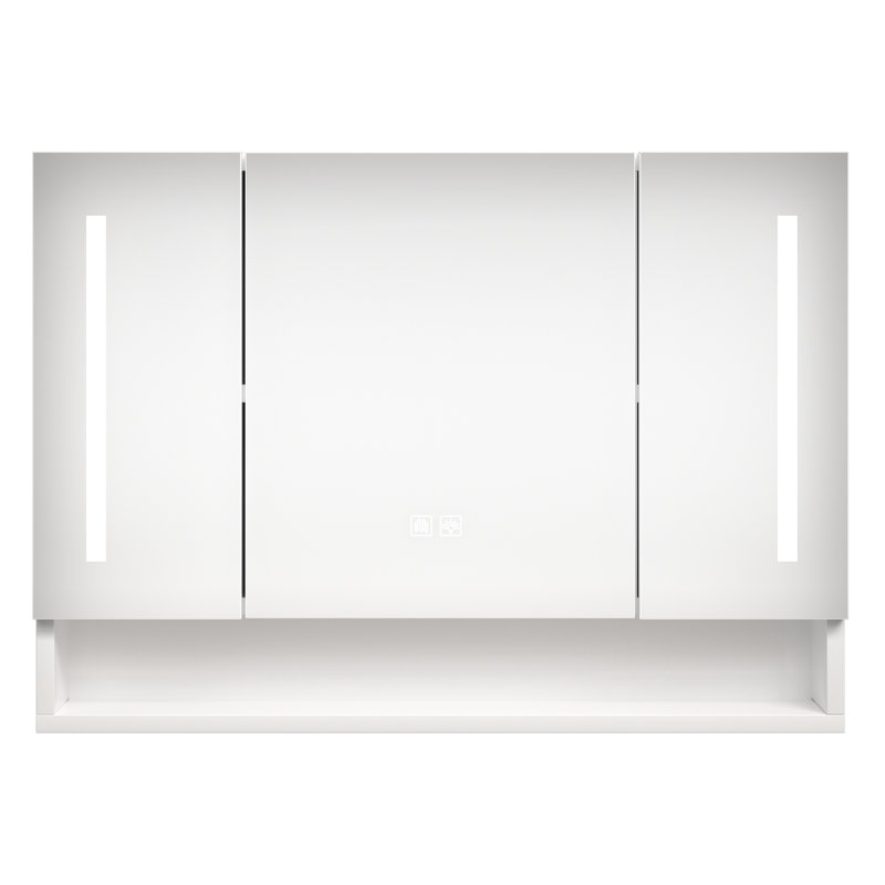 Armoire de salle de bain moderne avec lumières à DEL et miroir - 40 x 27,61 x 5,21 pouces, blanc, fixation murale, imperméable, preuve et 39 x 28, rangement multiple