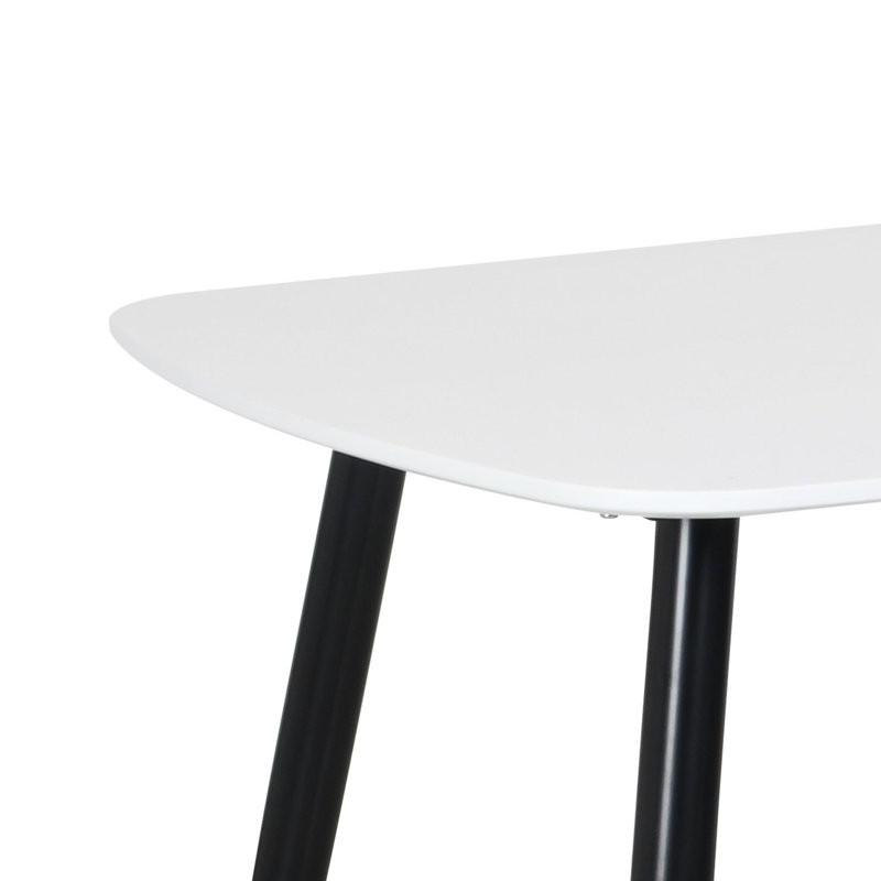 Huetter 5-Piece Casual Dining Set - Spacious Rectangular Table & 4 Curved Plastic Chairs, White, Calico
