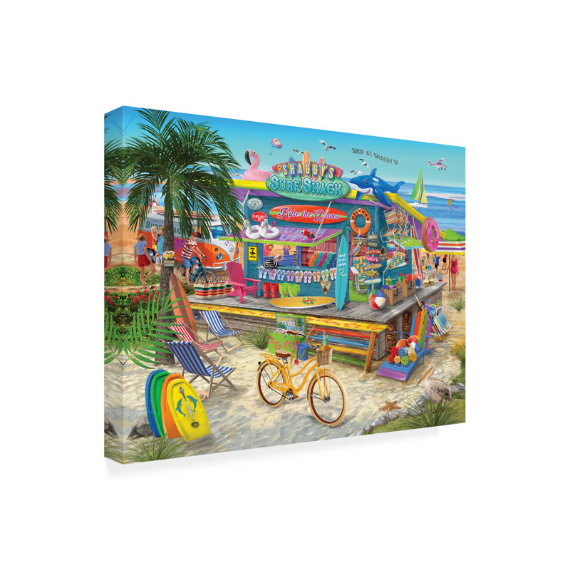 Art mural sur toile tendue - Art mural Shaggys Surf Shack de Bigelow illustrations pour le salon, la chambre à coucher ou le bureau - 35 x 47