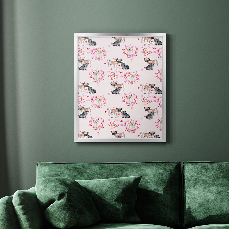 Toile encadrée de qualité supérieure «Cute Couture Collection E» - prête à être accrochée, H 20 po x l 16 po, Argent
