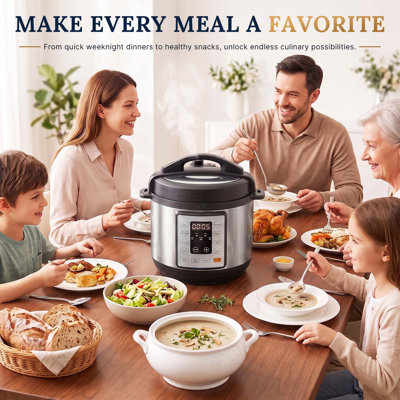 3QT Electric Pressure Cooker, 10-in-1 Multi Cooker, Small Programmable Stainless Steel Pot and Ceramic Inner Pot
