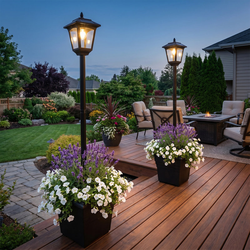 Lampadaire solaire 71 "(double) avec pot de fleurs 71 pièces