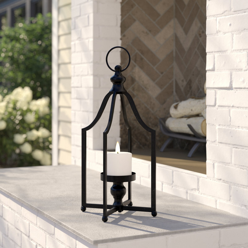 Porte-lanterne en fer, H 22 po x l 10,5 po x P 10,5 po, Noir, 1