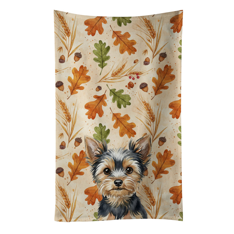 Serviette de cuisine tricolore Sheltie, Yorkshire Terrier noir et brun clair