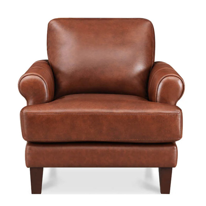 Fauteuil en cuir fleur Belsay, Rouge
