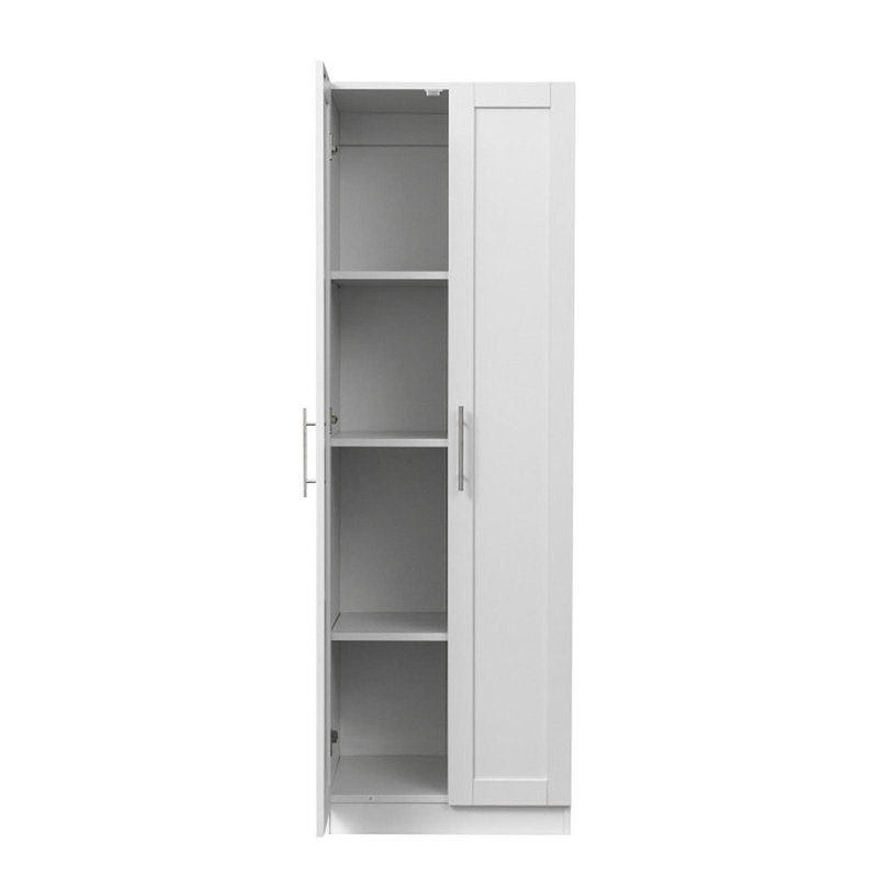 Armoire haute et armoire de cuisine avec 2 portes et 3 cloisons pour séparer 4 espaces de rangement, blanc