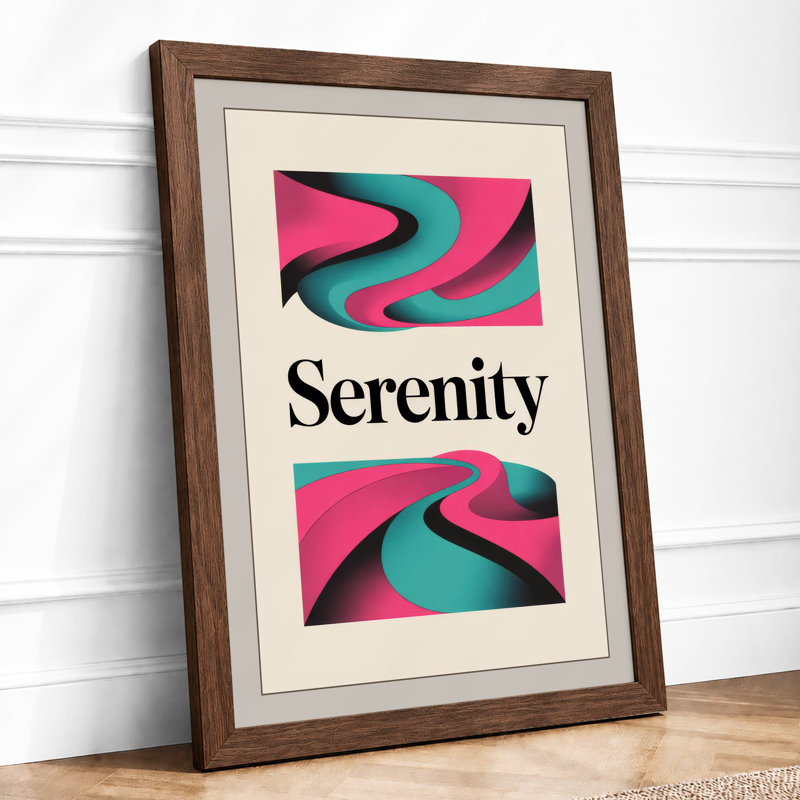 Serenity in Motion Typography - Framed Print, A3 - 42.0 x 29.7 cm, Walnut