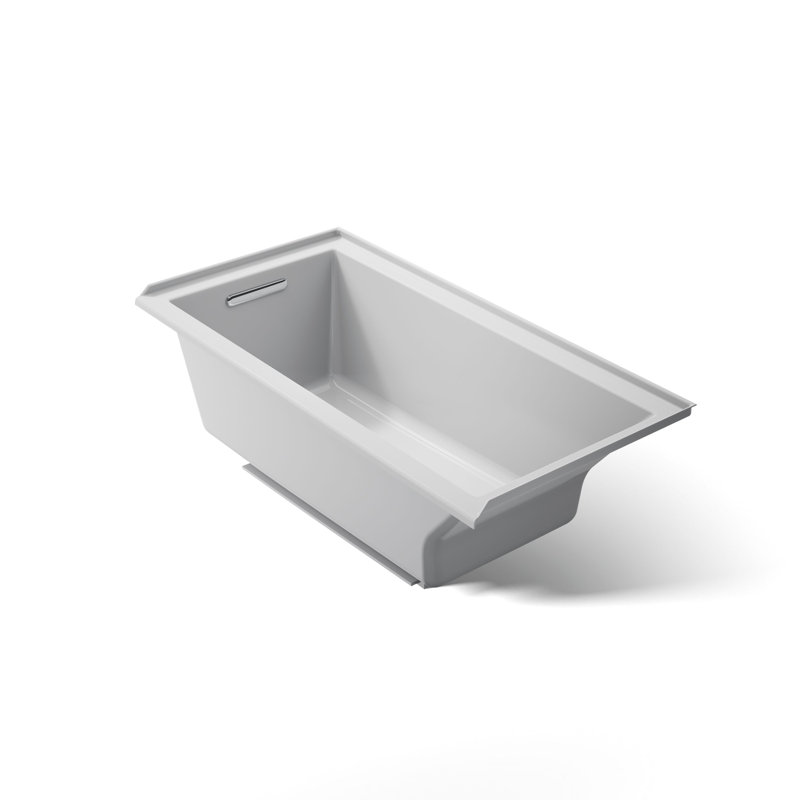 Underscore 60" x 30" Drop In Soaking Acrylic Bathtub, Ice Grey, Left