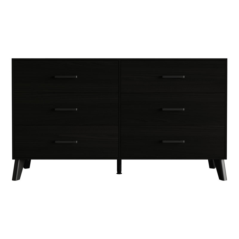 Jeweldine 6 Drawer 52.56" W Double Dresser, Black