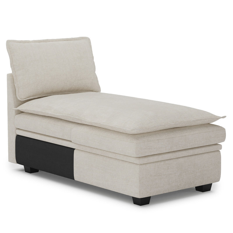Méridienne avec rangement Luna Chenille, Chenille beige