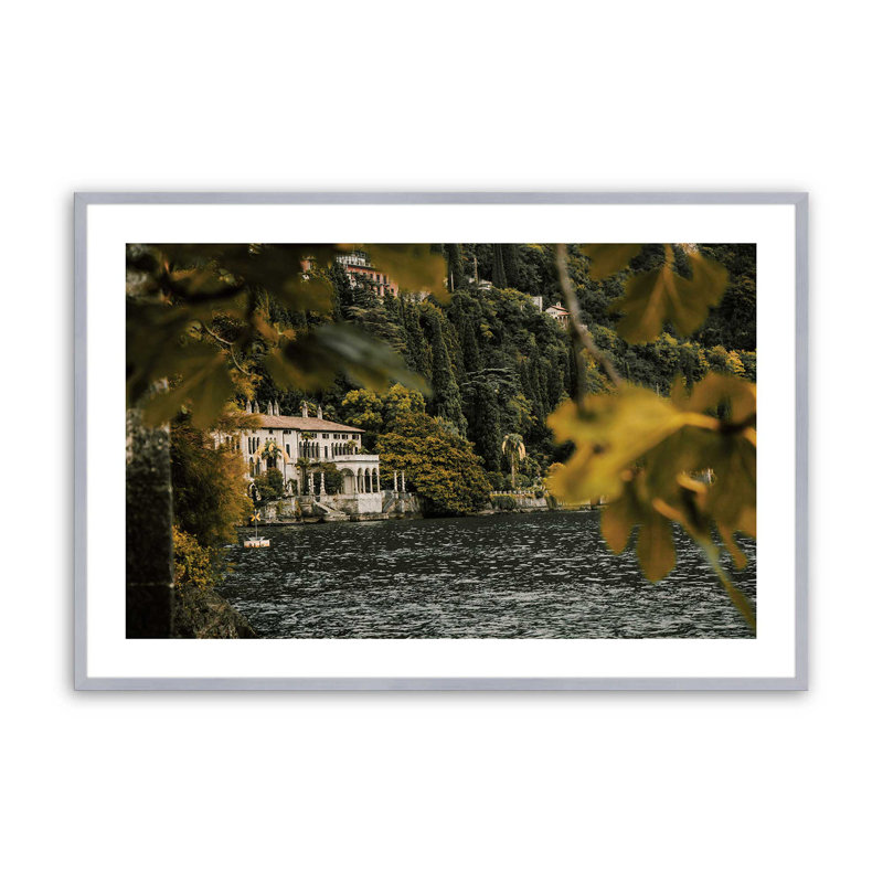 «Lakeside Mansion», dans un cadre,, H 17,25 po x l 21,25 po x P 1,25 po, Cadre en chrome poli