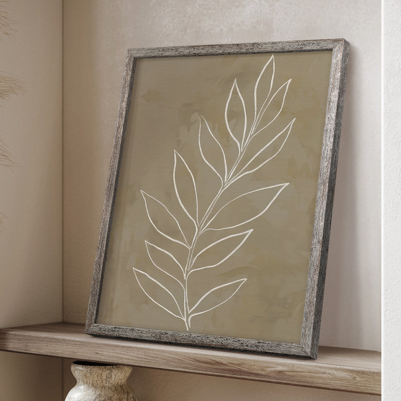 «Leaf Line Art III», reproduction encadrée - bois massif, H 30 po x l 24 po