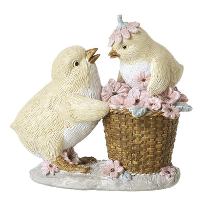 Resin Pink Flower Chicks Ornament