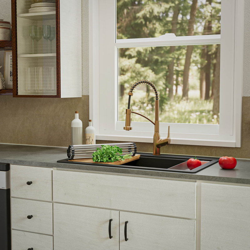 Évier de cuisine à quartz 33 L, Noir