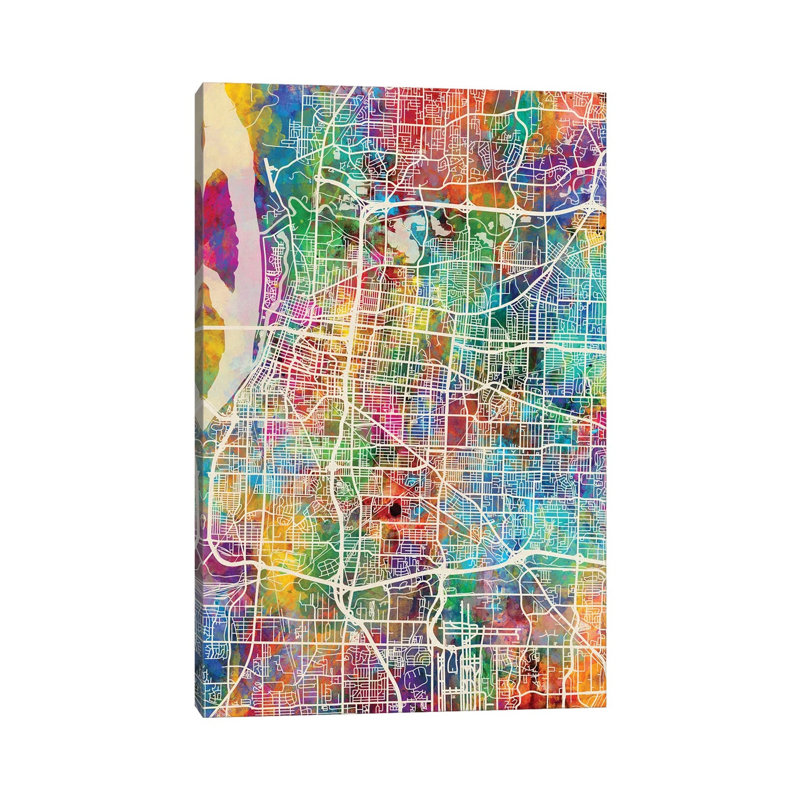 Memphis Tennessee City Map I by Michael Tompsett - 1 Piece Wrapped Canvas Wall Art, 101.6 cm H x 66.04 cm W x 1.91 cm D