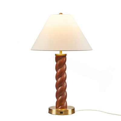 Lampe de table 1 pièce en céramique texturée avec abat-jour cannelé