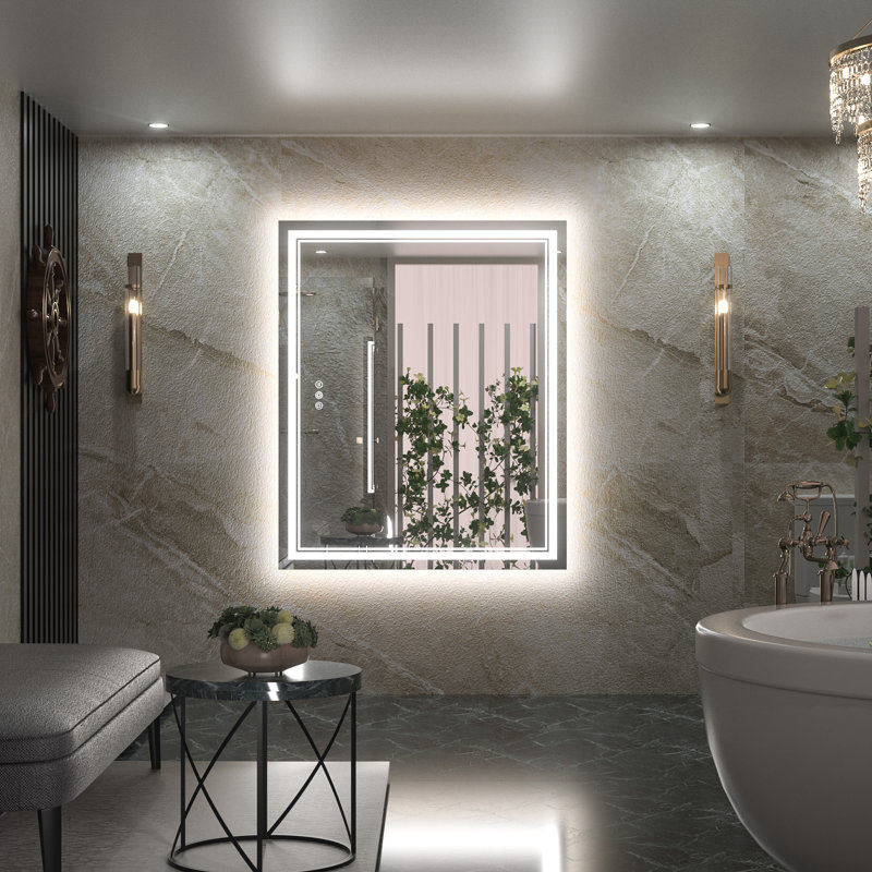 Miroir de salle de bain à DEL Chrisna, 40 po x 48 po, Rectangulaire