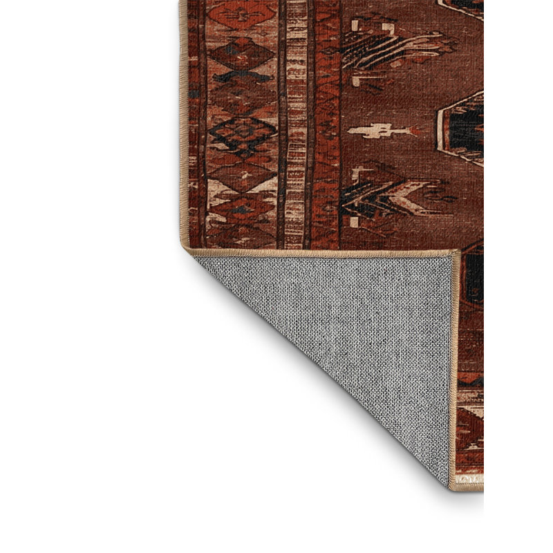 Tapis brun turc lavable à la machine, Carré 5 pi