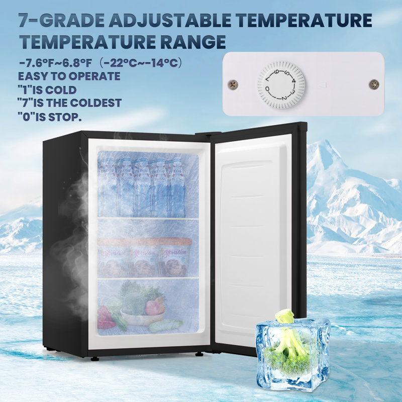 Upright Freezer, Energy Saving 3.0 Cu.ft Single Door Compact Upright Freezer With Reversible Door, Black