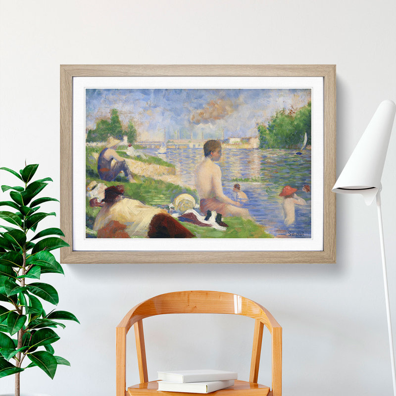 Study of Bathers Vol.4 by Georges Seurat - Picture Frame Painting, Oak Framed, 27cm H x 36cm W x 2cm D