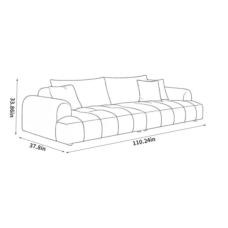 Simple Retro Creative Sofa, 33.86" H x 110.24" W x 37.8" D