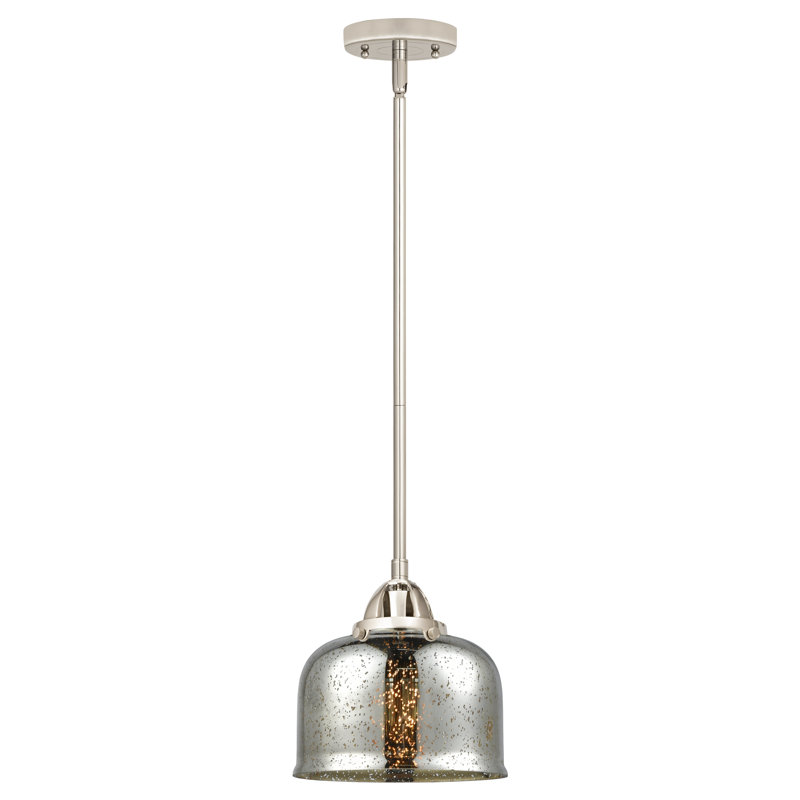 Nouveau 2 - Amberlynn - Mini-luminaire suspendu sur tige 1 lumière - Ampoule non incluse - Abat-jour, Argent mercuré plaqué