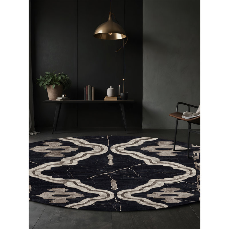 Silky Soft Plush Black Area Rug, Round 7'