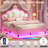 Bed Frame With Led Lights, Girls Full Bed With Princess Crown, Led Velvet Upholstered Platform Bed Frame With Adjustable Headboard, No Box Spring Needed-1395625741