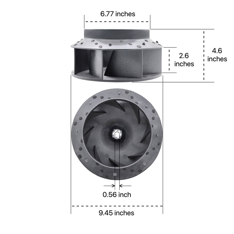 Whole Parts Commercial Dryer Blower Assembly 9.51 Od (fan T45) Pkg Part# 70302201p - Replacement And Compatible With Some Huebsch, Speed Queen, Unimac, Ipso And Cissell Dryers