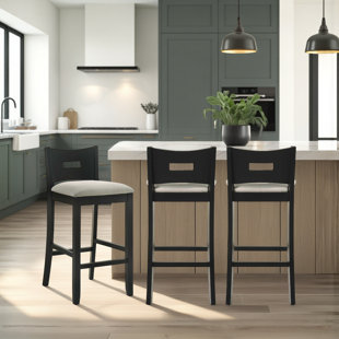 Barrymore Counter Height Or Bar Height Rubberwood Barstool With Fabric Seat - Set Of 3 (Set of 3)