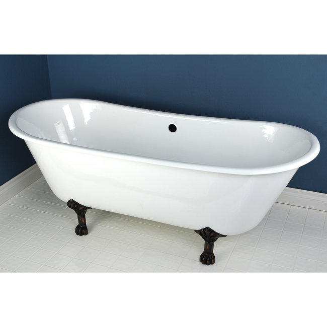 Baignoire sur pattes ovale en fonte à double pattes 67 pouces Kingston Eden Aqua Eden, Bronze frotté à l'huile