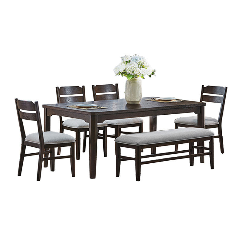 Hiun Dining Table, 72 Inch Rectangular Top W Tapered Legs, Oak Brown