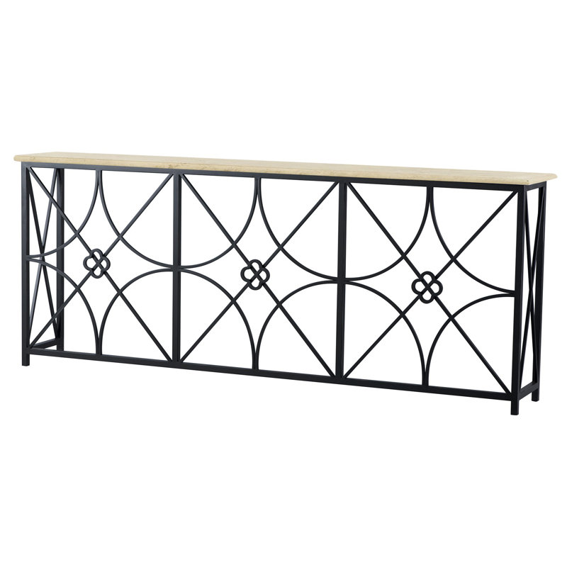 Boxwoods 84'' Console Table, Flat Black, Carrera Marble