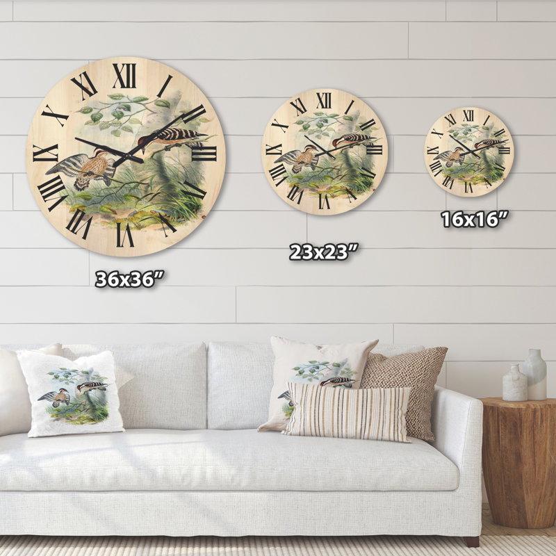Horloge murale en bois Birds in the Wild I, Moyen