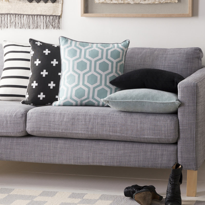 Housse de coussin en coton Inga, Menthe, Mélange de duvet