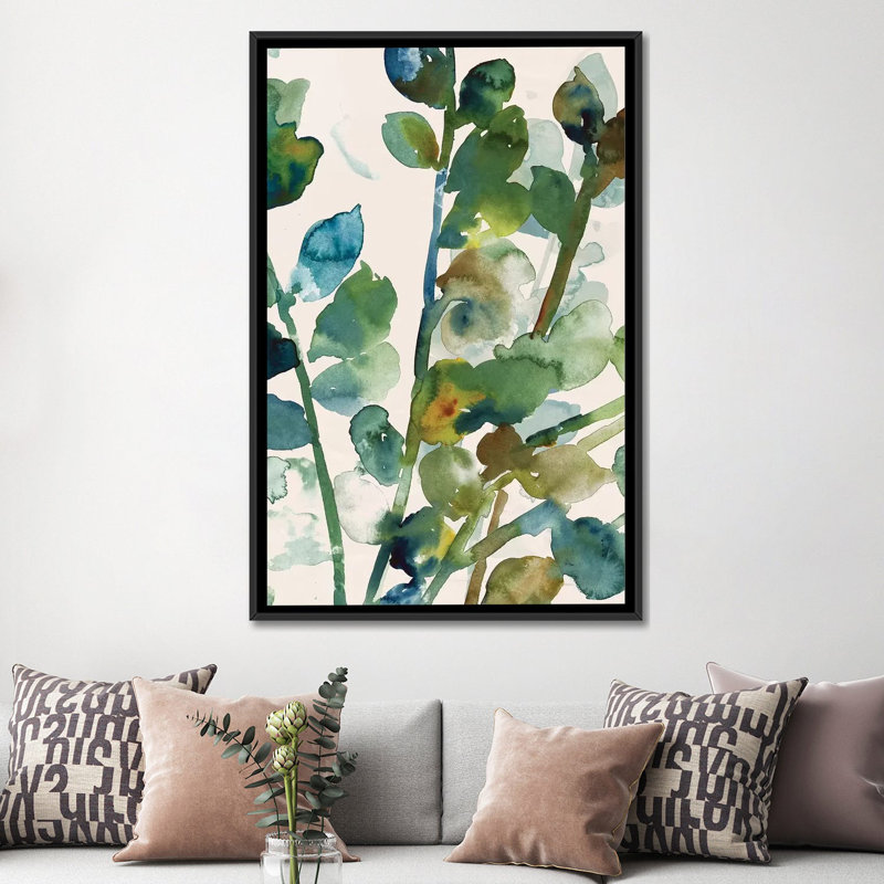 «Fall Leaves I», reproduction sur toile, Toile avec cadre noir, Pas de tapis, H 48 po x l 32 po x P 1,5 po