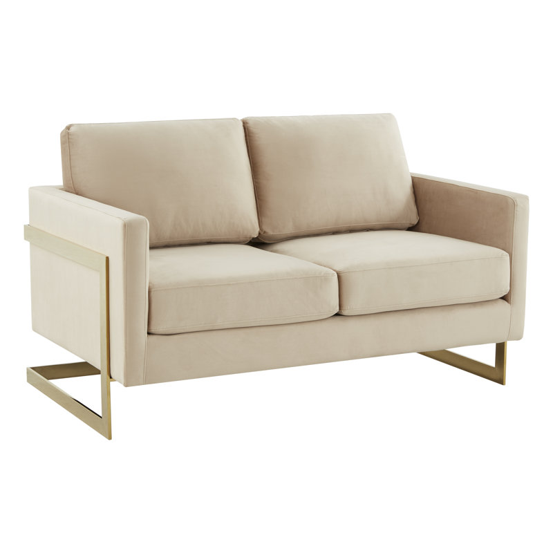 Causeuse moderne en velours avec cadre doré Bellago, Velours beige