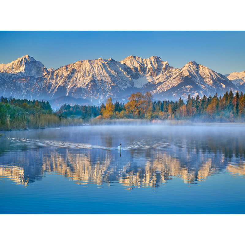 Allgaeu Alps and Hopfensee Lake, Bavaria, Germany 1 Piece Wrapped Canvas Wall Art, 70cm H x 100cm W x 4cm D