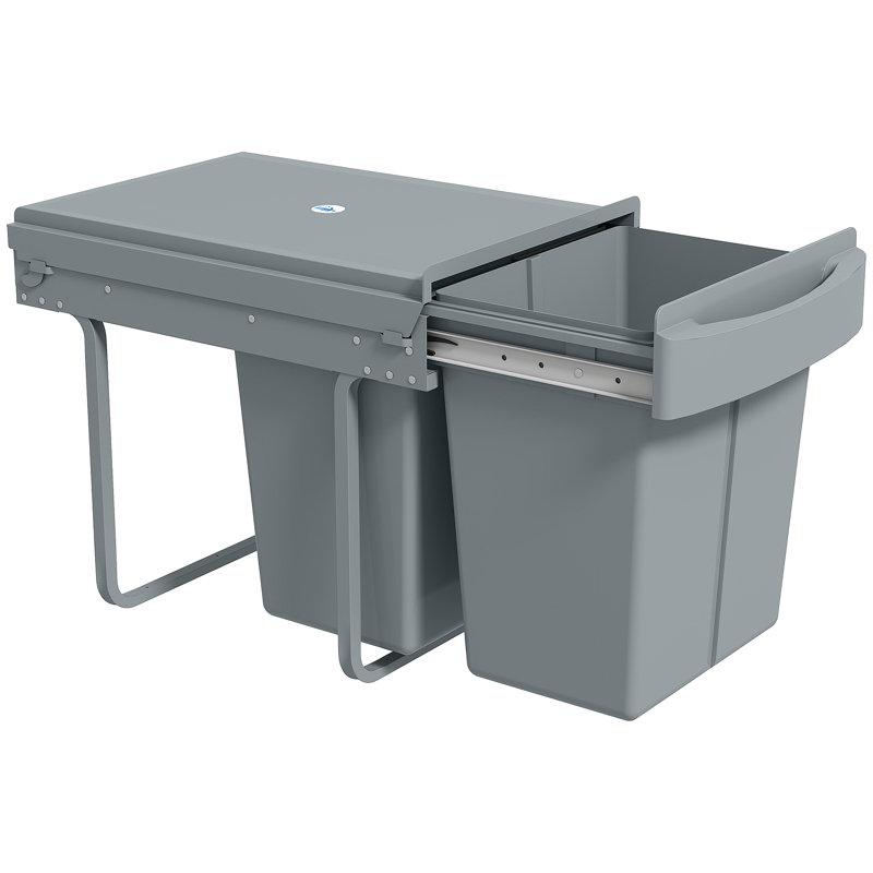 PP, ABS, Metal Handle Pull Out Rubbish Bin - 40L