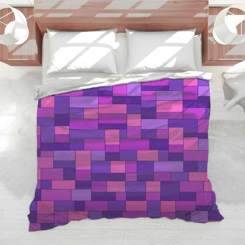 Édredon mauve à blocs roses, Très grand lit