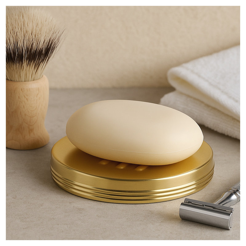 Porte-savon en acier inoxydable à finition dorée pour comptoir et douche