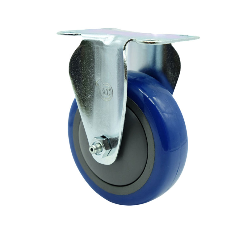 Polyurethane Rigid Top Plate Caster, Blue