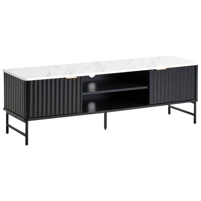 TV Stand GLASTONBURY, White/Black