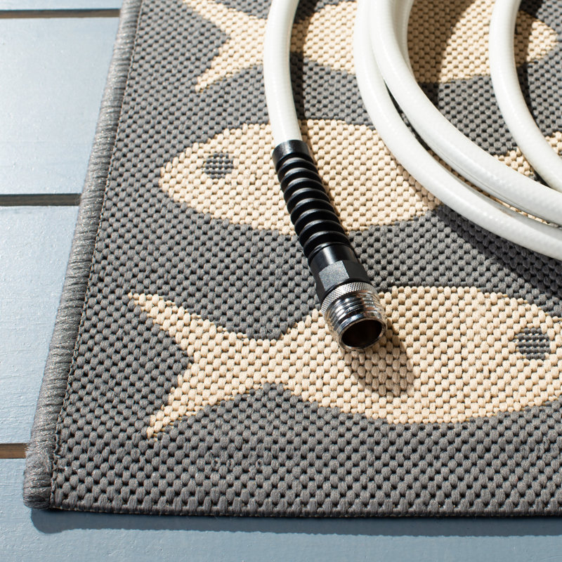 Annika Gray/Beige Indoor/Outdoor Area Rug, Rectangle 2' x 3'7"