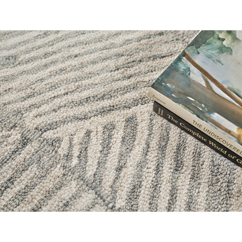 Ivory and Silver Hand-Tufted Wool Rectangular Area Rug