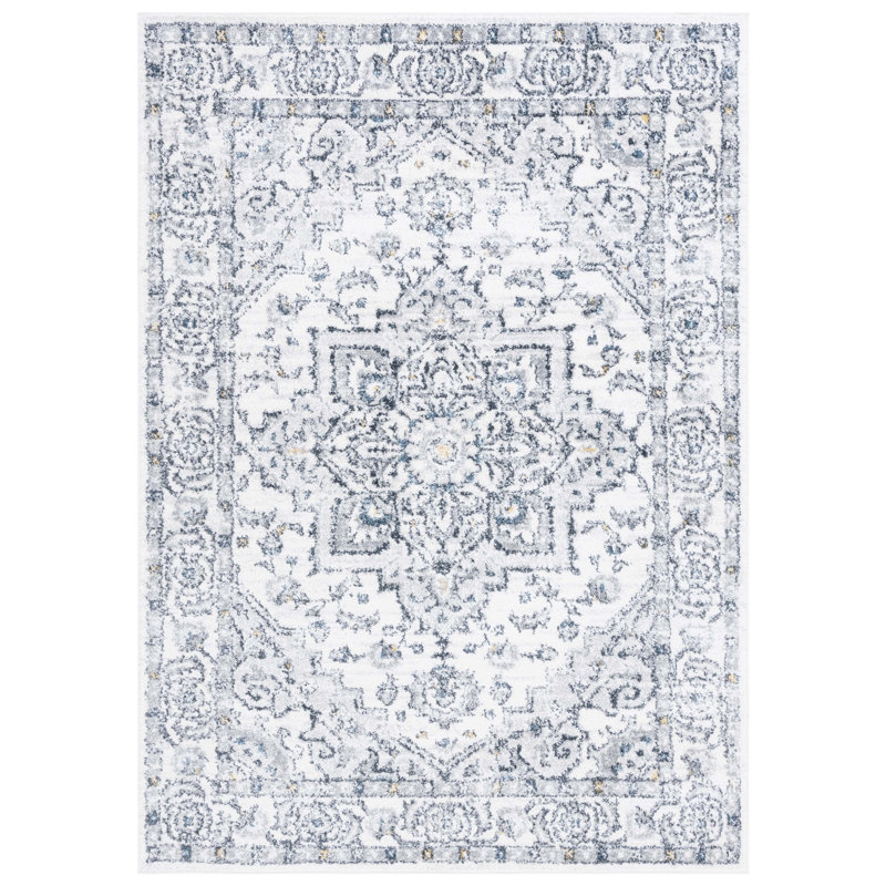 Lowrey Oriental Machine Woven Jute/Polypropylene/Latex Area Rug in Ivory Gray/Black, Rectangle 9' x 12'