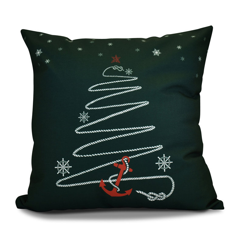 Housse et insert de coussin décoratif carré Coastal Christmas, Vert foncé, H 20 po x l 20 po